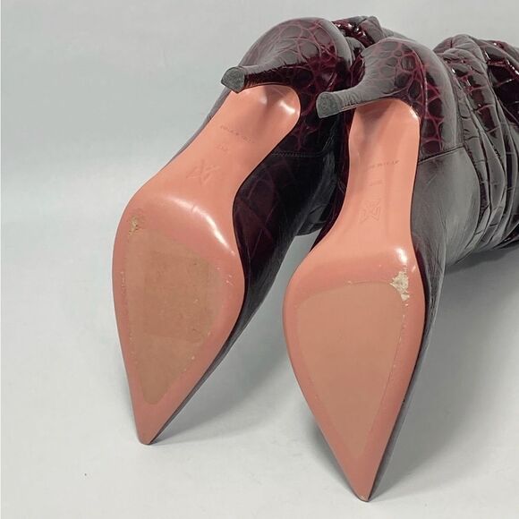 Amina Muaddi Ida Croc-Embossed Leather Booties size 36.5 - Picture 12 of 12